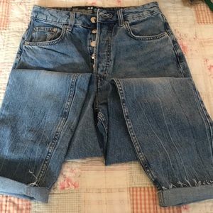 H&M Button Fly, High Waist, Ankle Length Mom Jeans